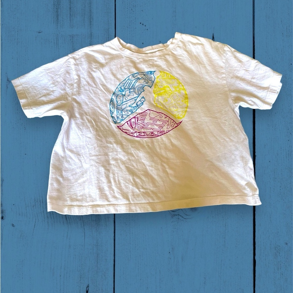 Air Jordan Girls Size Lg (12-13) Yrs Short Sleeve White Cropped Tee